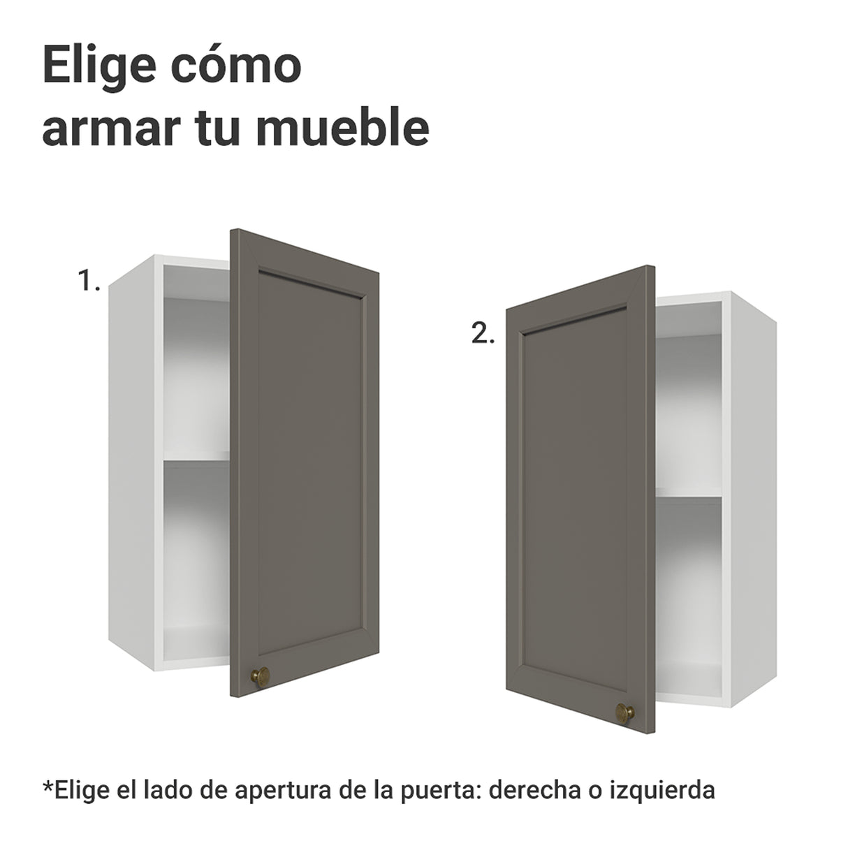 Mueble Superior de Cocina Vik Blanco y Gris 40x66cm con Dos Entrepaños y Una Puerta - MUEBLES SUPERIORES DE COCINA | Bylmo