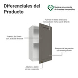 Mueble Superior de Cocina Vik Blanco y Gris 40x66cm con Dos Entrepaños y Una Puerta - MUEBLES SUPERIORES DE COCINA | Bylmo