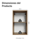 Mueble Superior de Cocina Vik Marrón y Gris 40x66cm con Dos Entrepaños y Una Puerta - MUEBLES SUPERIORES DE COCINA | Bylmo