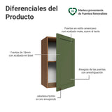 Mueble Superior de Cocina Vik Marrón y Verde 40x66cm con Dos Entrepaños y Una Puerta - MUEBLES SUPERIORES DE COCINA | Bylmo