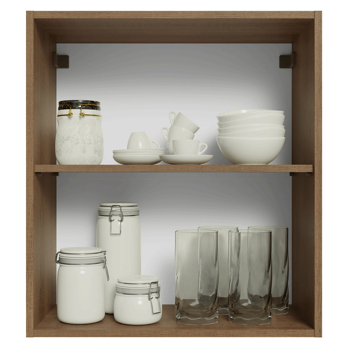 Mueble Superior de Cocina Vik Marrón y Gris 60x66cm con Dos Entrepaños y Una Puerta