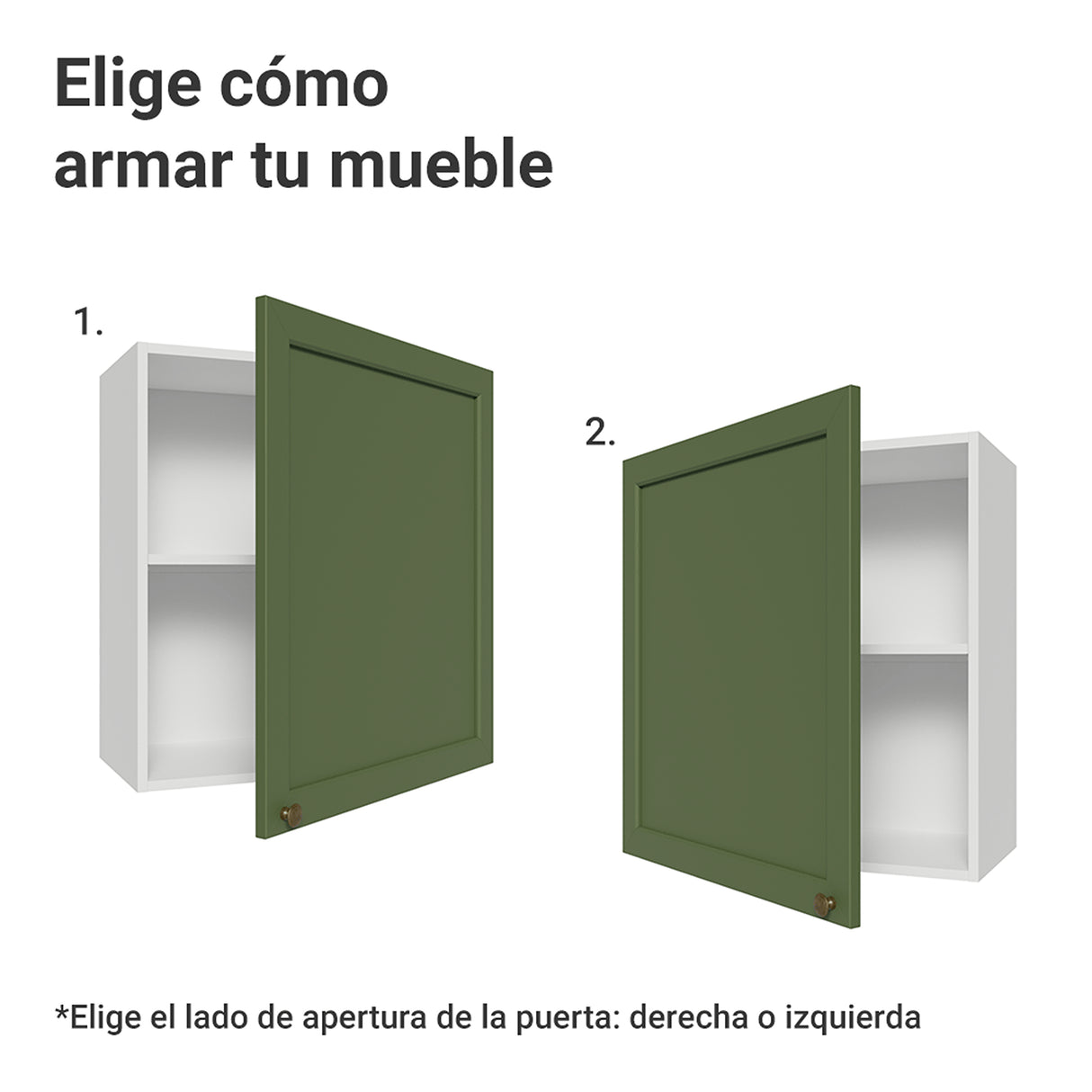Mueble Superior de Cocina Vik Blanco y Verde 60x66cm con Dos Entrepaños y Una Puerta - MUEBLES SUPERIORES DE COCINA | Bylmo