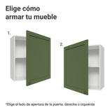 Mueble Superior de Cocina Vik Blanco y Verde 60x66cm con Dos Entrepaños y Una Puerta - MUEBLES SUPERIORES DE COCINA | Bylmo