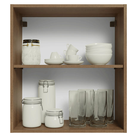 Mueble Superior de Cocina Vik Marrón y Verde 60x66cm con Dos Entrepaños y Una Puerta - MUEBLES SUPERIORES DE COCINA | Bylmo
