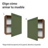 Mueble Superior de Cocina Vik Marrón y Verde 60x66cm con Dos Entrepaños y Una Puerta - MUEBLES SUPERIORES DE COCINA | Bylmo
