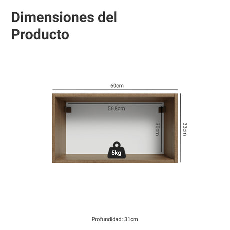 Mueble Superior de Cocina Vik Marrón y Gris 60x33cm con Un Entrepaño y Una Puerta - MUEBLES SUPERIORES DE COCINA | Bylmo