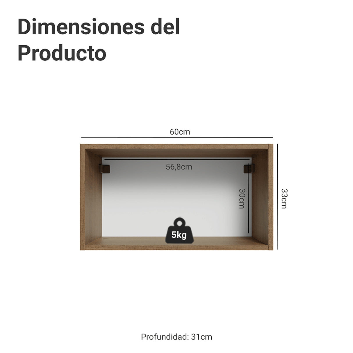 Mueble Superior de Cocina Vik Marrón y Verde 60x33cm con Un Entrepaño y Una Puerta