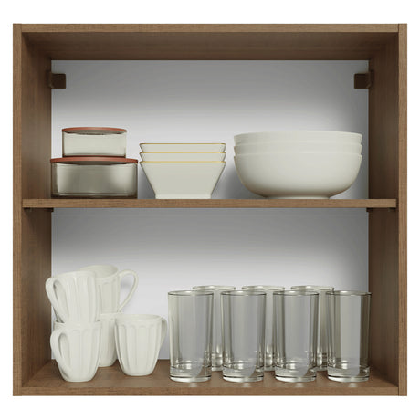 Mueble Superior de Cocina Vik Marrón y Gris 70x66cm con Dos Entrepaños y Dos Puertas - MUEBLES SUPERIORES DE COCINA | Bylmo