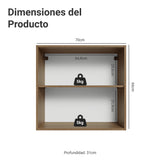 Mueble Superior de Cocina Vik Marrón y Gris 70x66cm con Dos Entrepaños y Dos Puertas - MUEBLES SUPERIORES DE COCINA | Bylmo