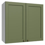 Mueble Superior de Cocina Vik Blanco y Verde 70x66cm con Dos Entrepaños y Dos Puertas - MUEBLES SUPERIORES DE COCINA | Bylmo