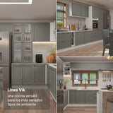 Mueble Superior de Cocina Vik Blanco y Gris 70x33cm con Un Entrepaño y Una Puerta - MUEBLES SUPERIORES DE COCINA | Bylmo