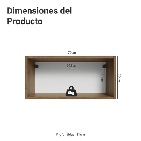 Mueble Superior de Cocina Vik Marrón y Gris 70x33cm con Un Entrepaño y Una Puerta - MUEBLES SUPERIORES DE COCINA | Bylmo