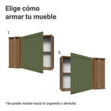 Mueble Superior de Cocina Vik Marrón y Verde 94x66cm con Dos Entrepaños y Una Puerta
