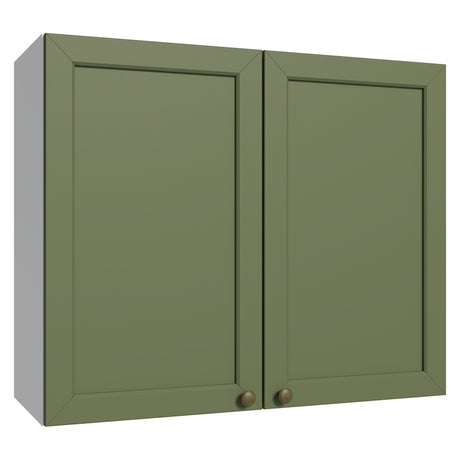 Mueble Superior de Cocina Vik Blanco y Verde 80x66cm con Dos Entrepaños y Dos Puertas - MUEBLES SUPERIORES DE COCINA | Bylmo