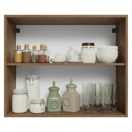 Mueble Superior de Cocina Vik Marrón y Verde 80x66cm con Dos Entrepaños y Dos Puertas - MUEBLES SUPERIORES DE COCINA | Bylmo