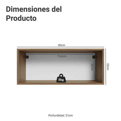 Mueble Superior de Cocina Vik Marrón y Gris 80x33cm con Un Entrepaño y Una Puerta - MUEBLES SUPERIORES DE COCINA | Bylmo