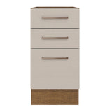 Gabinete de Cocina Agata Marrón y Crema 40x81cm sin Mesón sin Pozuelo y con Tres Cajones - MUEBLES INFERIORES DE COCINA | Bylmo