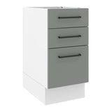 Gabinete de Cocina Agata Blanco y Gris 40x81cm sin Mesón sin Pozuelo y con Tres Cajones - MUEBLES INFERIORES DE COCINA | Bylmo