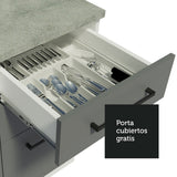 Gabinete de Cocina Agata Blanco y Gris 40x81cm sin Mesón sin Pozuelo y con Tres Cajones - MUEBLES INFERIORES DE COCINA | Bylmo