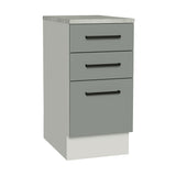 Gabinete de Cocina Agata Blanco y Gris 40x84cm con Mesón de Madera Aglomerada MDP sin Pozuelo y con Tres Cajones