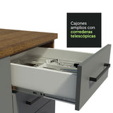 Gabinete de Cocina Agata Marrón y Gris 40x81cm sin Mesón sin Pozuelo y con Tres Cajones - MUEBLES INFERIORES DE COCINA | Bylmo