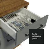 Gabinete de Cocina Agata Marrón y Gris 120x81cm sin Mesón sin Pozuelo y con Tres Cajones