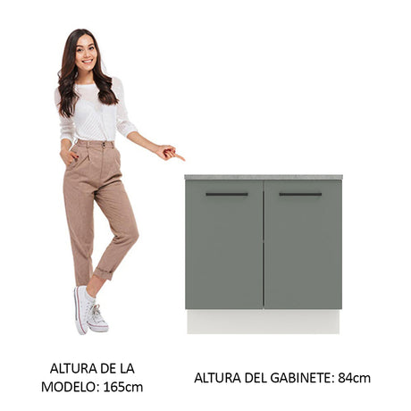 Gabinete de Cocina Agata Blanco y Gris 80x84cm sin Mesón sin Pozuelo - MUEBLES INFERIORES DE COCINA | Bylmo