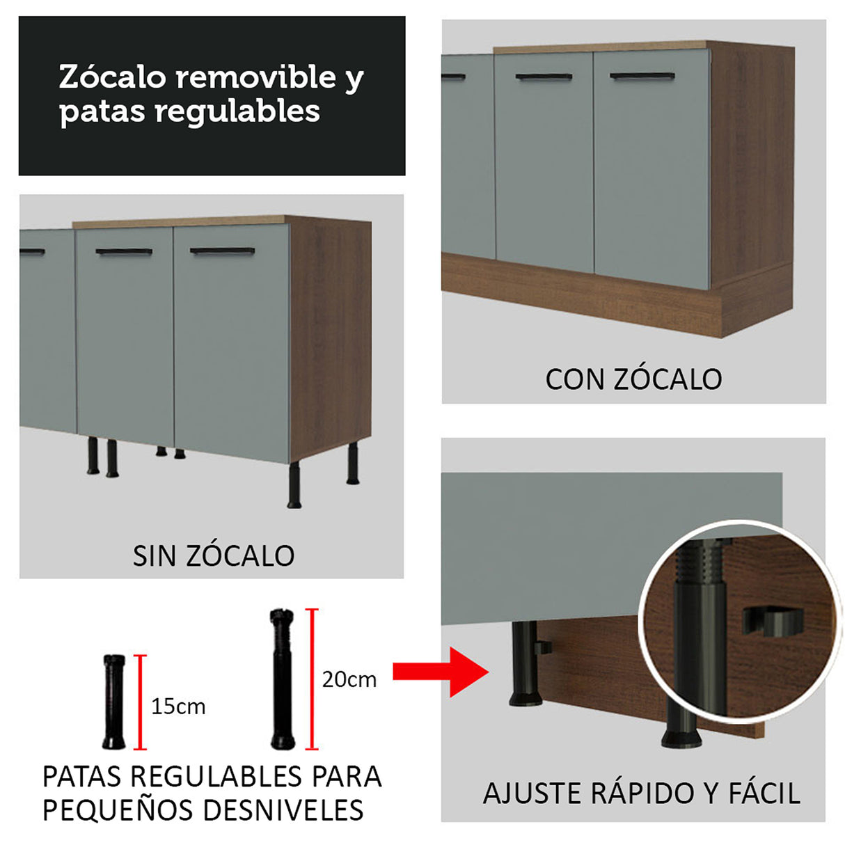 Gabinete de Cocina Agata Marrón y Gris 80x84cm sin Mesón sin Pozuelo - MUEBLES INFERIORES DE COCINA | Bylmo