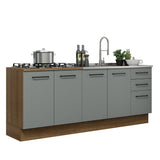 Set X 2 Muebles Inferiores de Cocina Agata Marrón y Gris 200x84cm sin Mesón sin Pozuelo y con Tres Cajones - MUEBLES INFERIORES DE COCINA | Bylmo