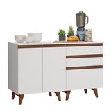 Set X 2 Muebles Inferiores de Cocina Reims Blanco 130x83cm sin Mesón sin Pozuelo y con Tres Cajones