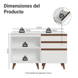 Set X 2 Muebles Inferiores de Cocina Reims Blanco 130x83cm sin Mesón sin Pozuelo y con Tres Cajones