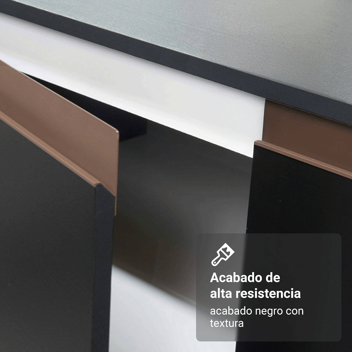 Set X 2 Muebles Inferiores de Cocina Reims Negro y Marrón 130x83cm sin Mesón sin Pozuelo y con Tres Cajones - MUEBLES INFERIORES DE COCINA | Bylmo