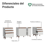 Set X 3 Muebles Inferiores de Cocina Reims Blanco 240x83cm sin Mesón sin Pozuelo y con Seis Cajones - MUEBLES INFERIORES DE COCINA | Bylmo