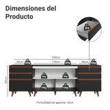 Set X 3 Muebles Inferiores de Cocina Reims Negro y Marrón 240x83cm sin Mesón sin Pozuelo y con Seis Cajones - MUEBLES INFERIORES DE COCINA | Bylmo