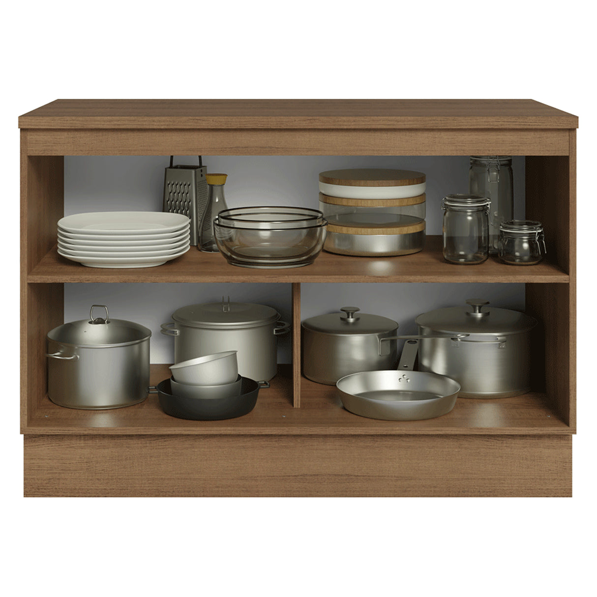 Gabinete de Cocina Vik Marrón y Gris 120x84cm con Mesón de Madera Aglomerada MDP sin Pozuelo