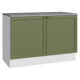 Gabinete de Cocina Vik Blanco y Verde 120x84cm con Mesón de Madera Aglomerada MDP sin Pozuelo - MUEBLES INFERIORES DE COCINA | Bylmo