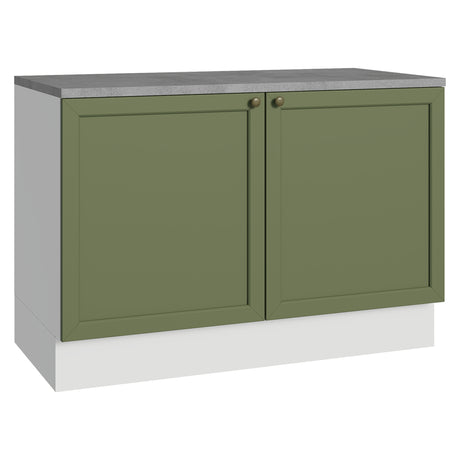 Gabinete de Cocina Vik Blanco y Verde 120x84cm con Mesón de Madera Aglomerada MDP sin Pozuelo - MUEBLES INFERIORES DE COCINA | Bylmo