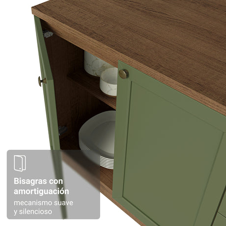 Gabinete de Cocina Vik Marrón y Verde 120x81cm sin Mesón sin Pozuelo - MUEBLES INFERIORES DE COCINA | Bylmo
