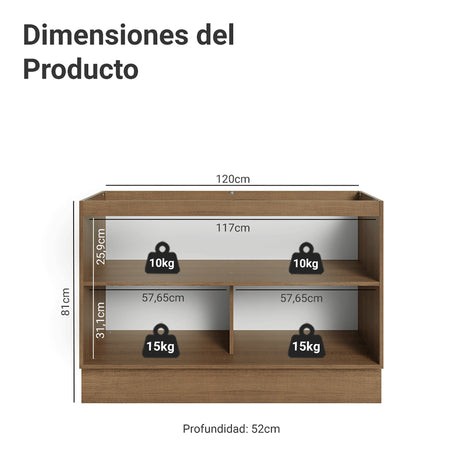 Gabinete de Cocina Vik Marrón y Verde 120x81cm sin Mesón sin Pozuelo - MUEBLES INFERIORES DE COCINA | Bylmo