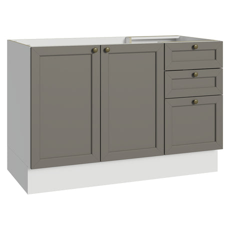 Gabinete de Cocina Vik Blanco y Gris 120x81cm sin Mesón sin Pozuelo y con Tres Cajones - MUEBLES INFERIORES DE COCINA | Bylmo