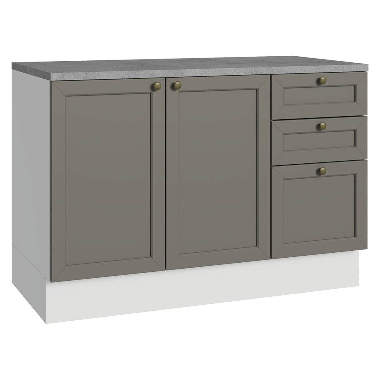 Gabinete de Cocina Vik Blanco y Gris 120x84cm con Mesón de Madera Aglomerada MDP sin Pozuelo y con Tres Cajones