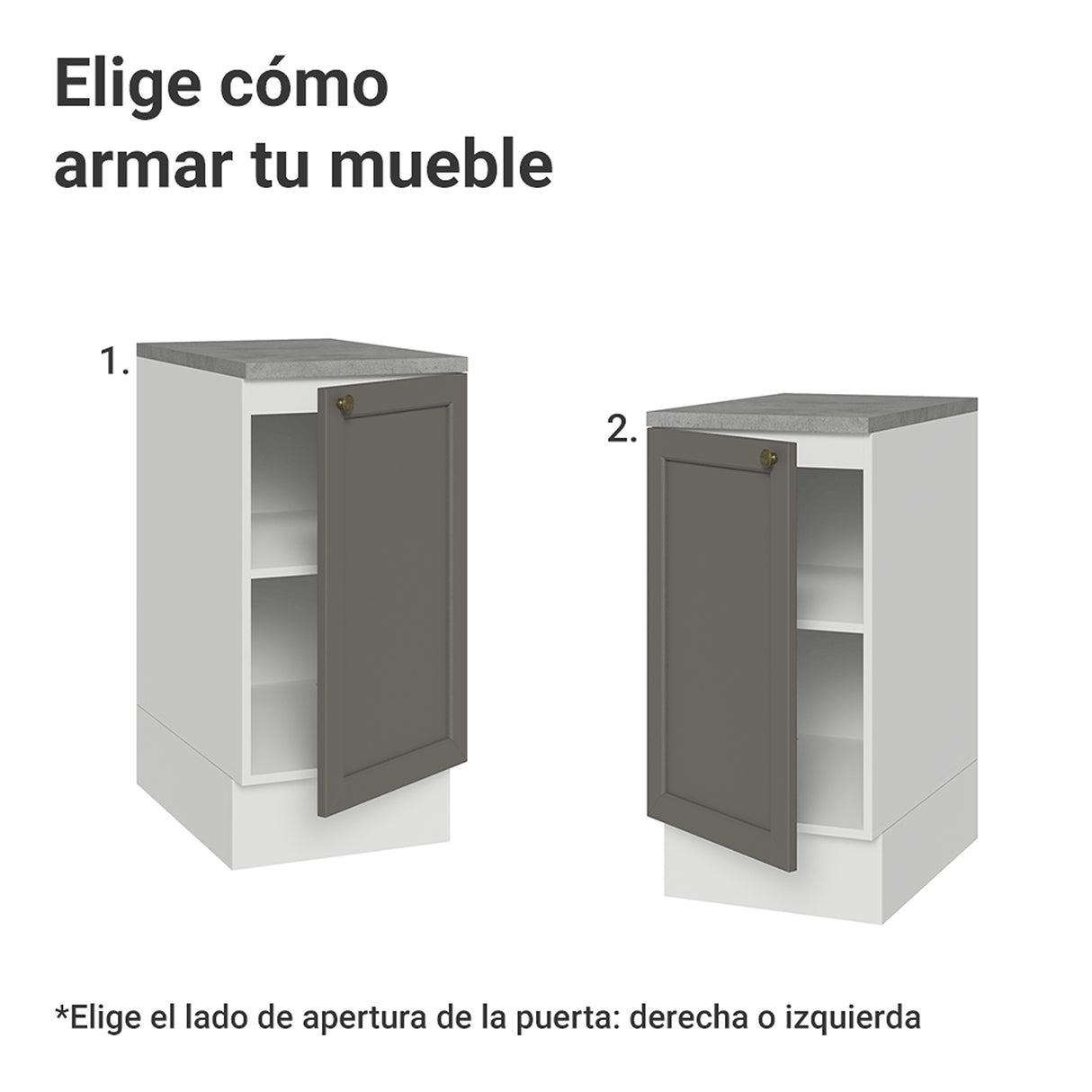 Gabinete de Cocina Vik Blanco y Gris 40x84cm sin Mesón sin Pozuelo - MUEBLES INFERIORES DE COCINA | Bylmo