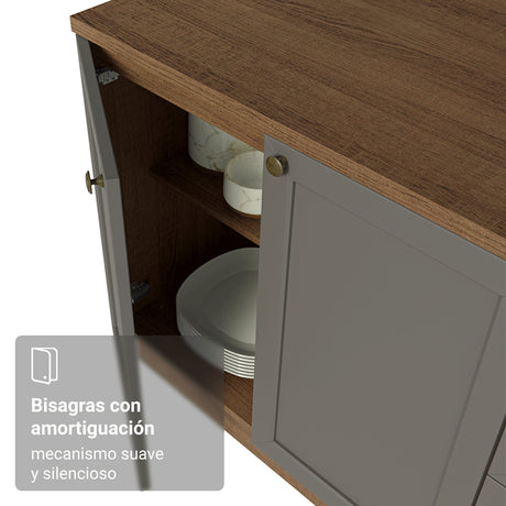 Gabinete de Cocina Vik Marrón y Gris 60x84cm sin Mesón sin Pozuelo - MUEBLES INFERIORES DE COCINA | Bylmo