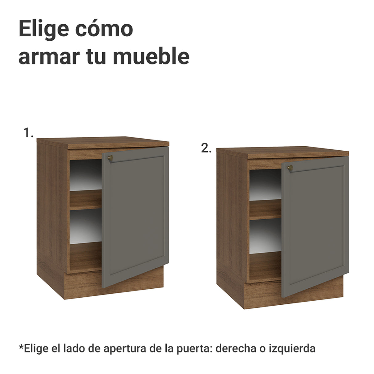 Gabinete de Cocina Vik Marrón y Gris 60x84cm sin Mesón sin Pozuelo - MUEBLES INFERIORES DE COCINA | Bylmo