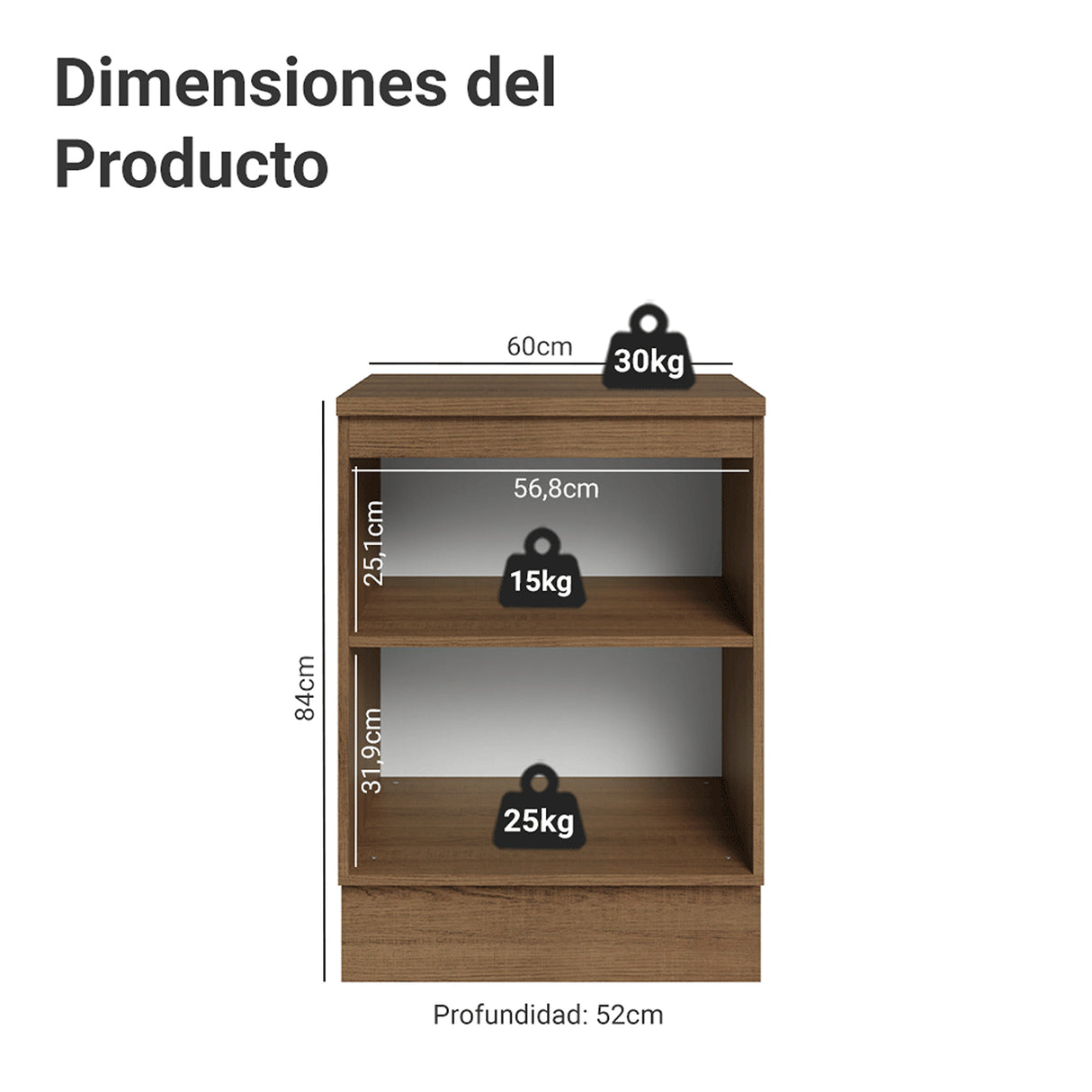 Gabinete de Cocina Vik Marrón y Gris 60x84cm sin Mesón sin Pozuelo - MUEBLES INFERIORES DE COCINA | Bylmo