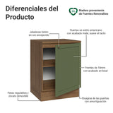 Gabinete de Cocina Vik Marrón y Verde 60x84cm sin Mesón sin Pozuelo - MUEBLES INFERIORES DE COCINA | Bylmo