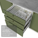 Gabinete de Cocina Vik Blanco y Verde 60x84cm sin Mesón sin Pozuelo y con Tres Cajones - MUEBLES INFERIORES DE COCINA | Bylmo