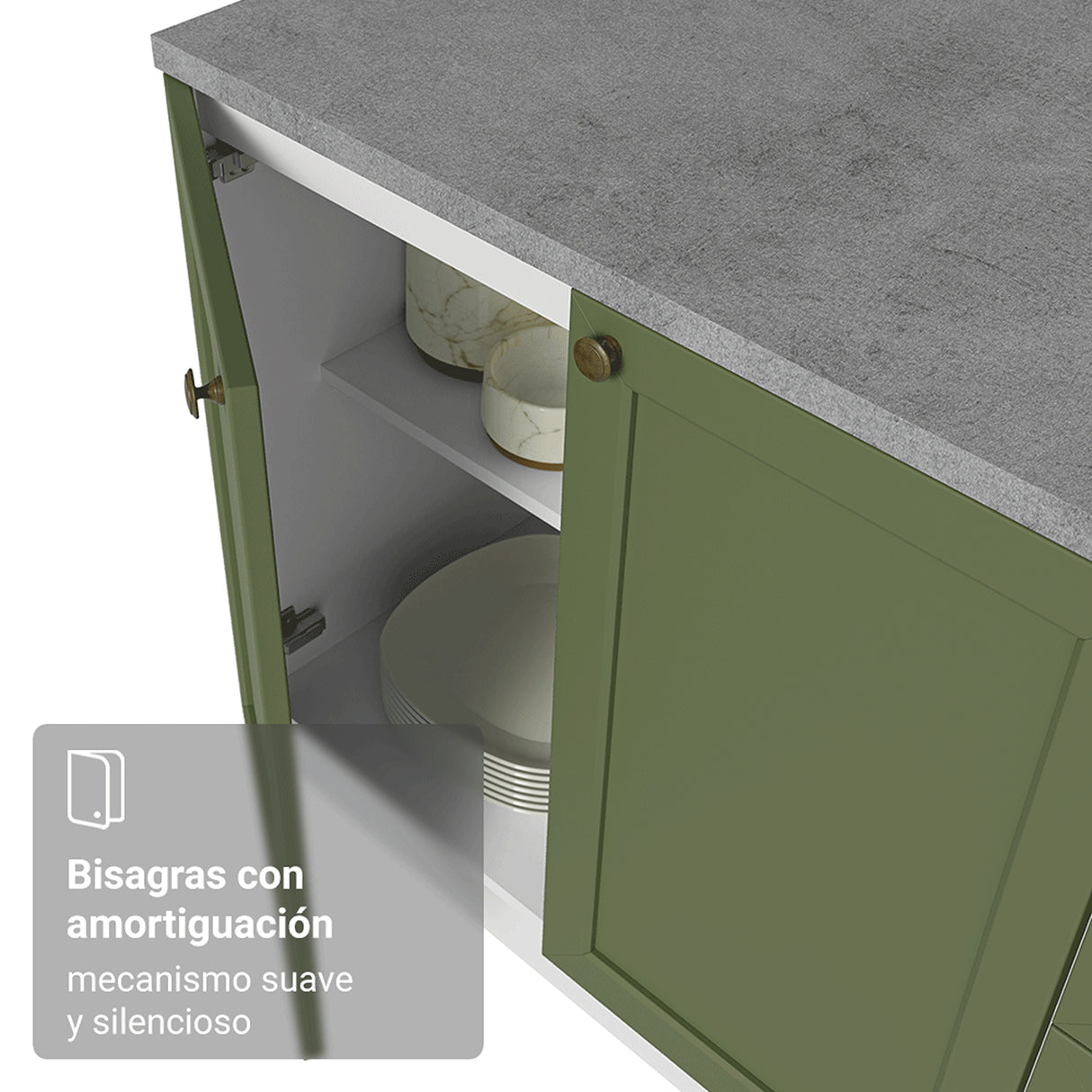 Gabinete de Cocina Vik Blanco y Verde 70x84cm sin Mesón sin Pozuelo - MUEBLES INFERIORES DE COCINA | Bylmo