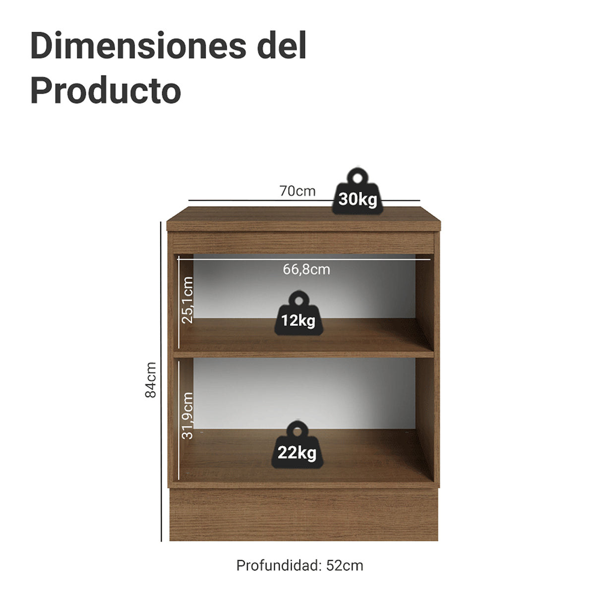 Gabinete de Cocina Vik Marrón y Verde 70x84cm sin Mesón sin Pozuelo