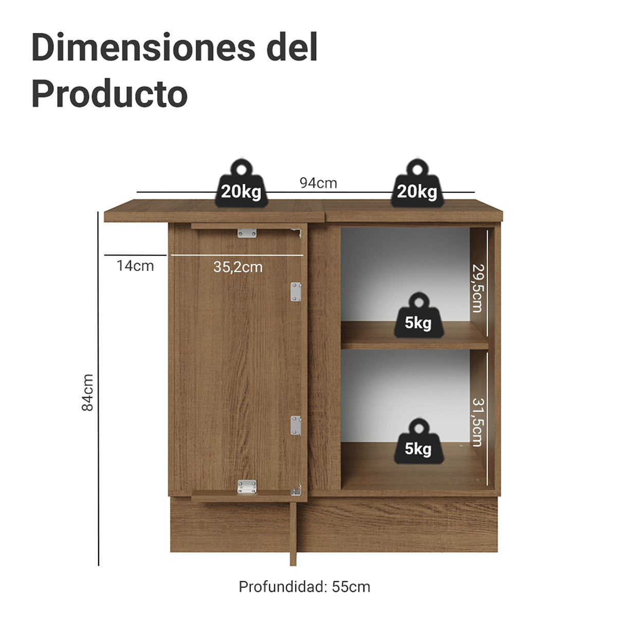 Gabinete de Cocina Vik Marrón y Gris 94x84cm sin Mesón sin Pozuelo - MUEBLES INFERIORES DE COCINA | Bylmo